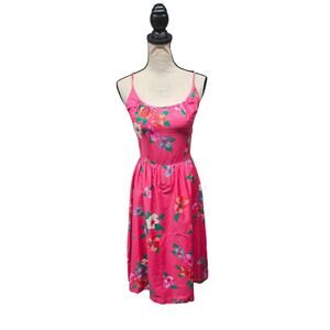 Vintage Malia Womens Floral Sundress sz 6 Pink Midi 100% Cotton 70s Hawaii
